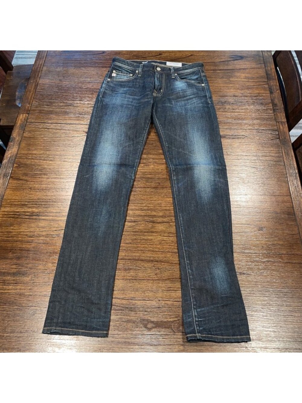 AG Tellis Modern Slim Jean 31x34 Alistair Dark Wash Distressed Faded AG-ED Denim